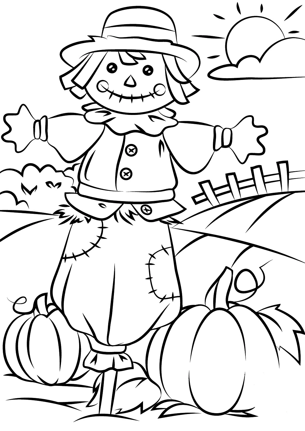 Coloring autumn scarecrow